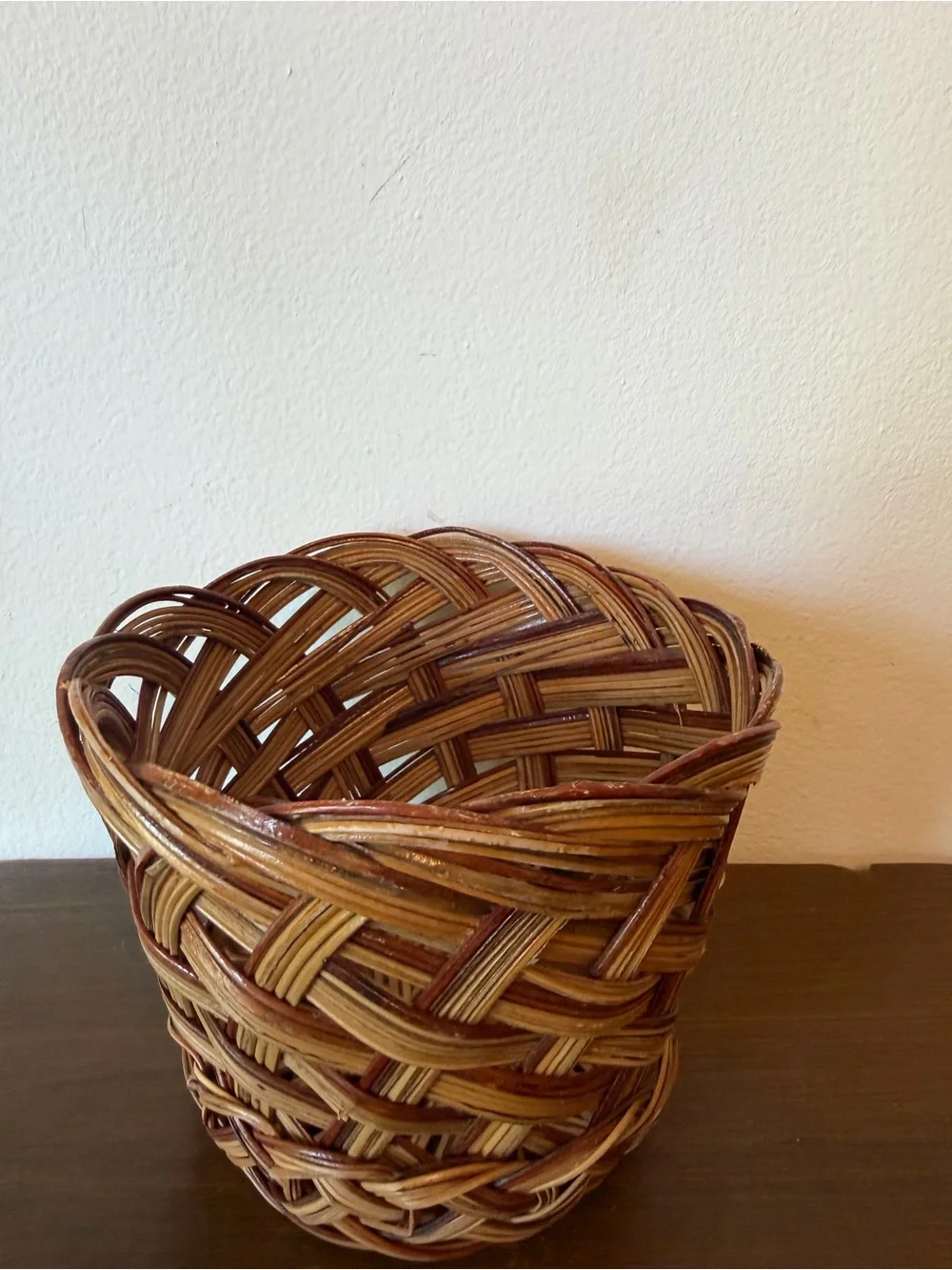 Handwoven Brown Rattan Basket Planter